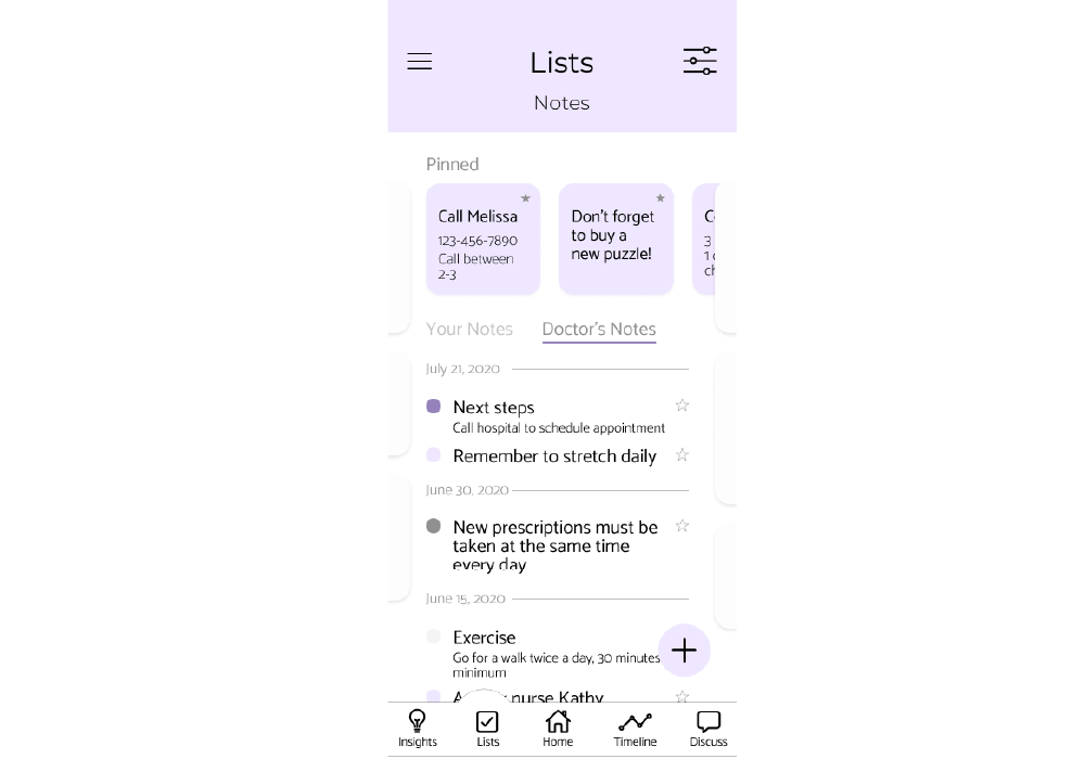 Care notes view