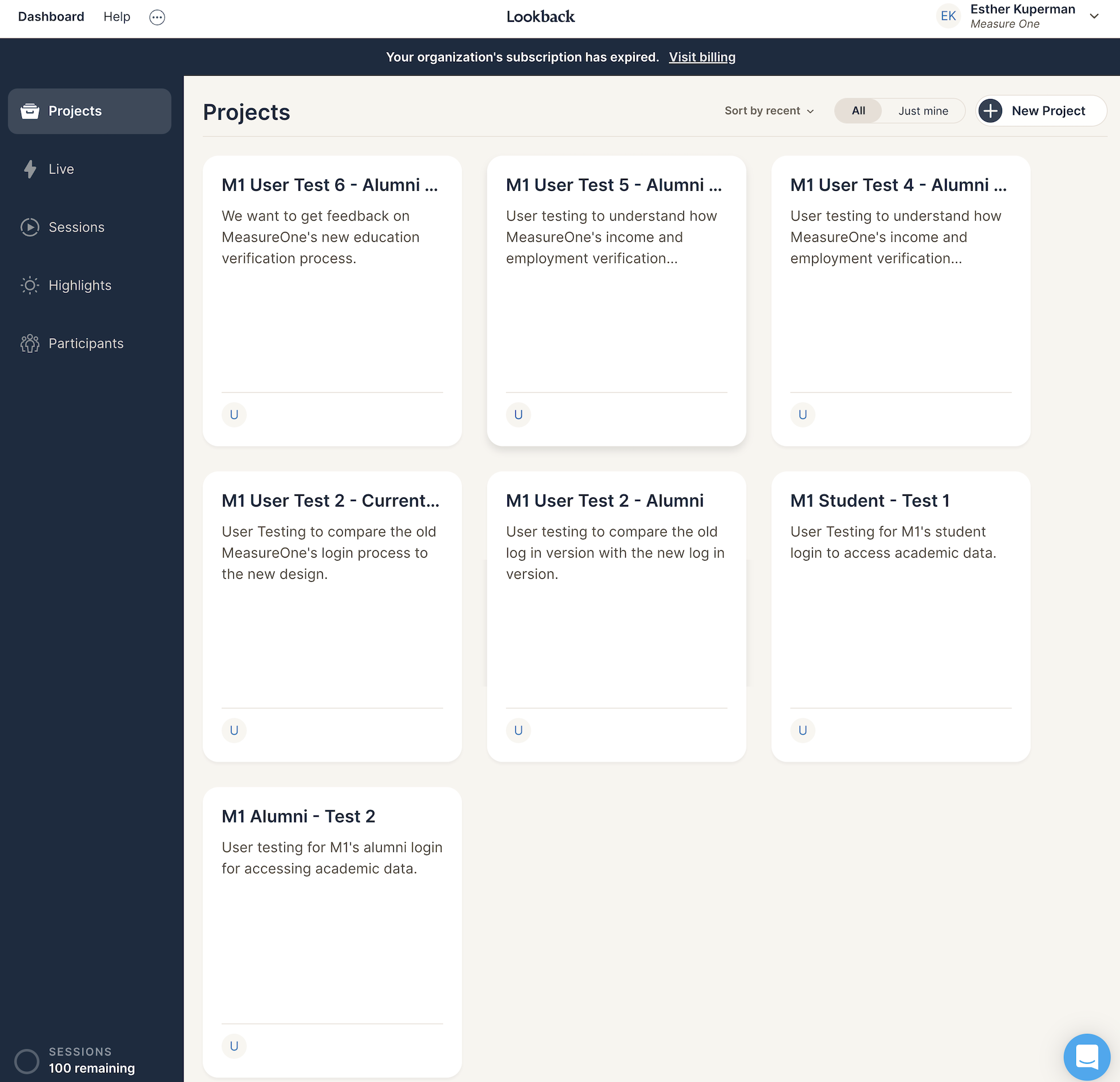 User testing — session 15